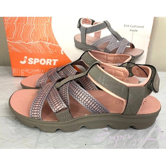 JSport by Jambu Gray and Pink Sandals - Picture 3 of 9